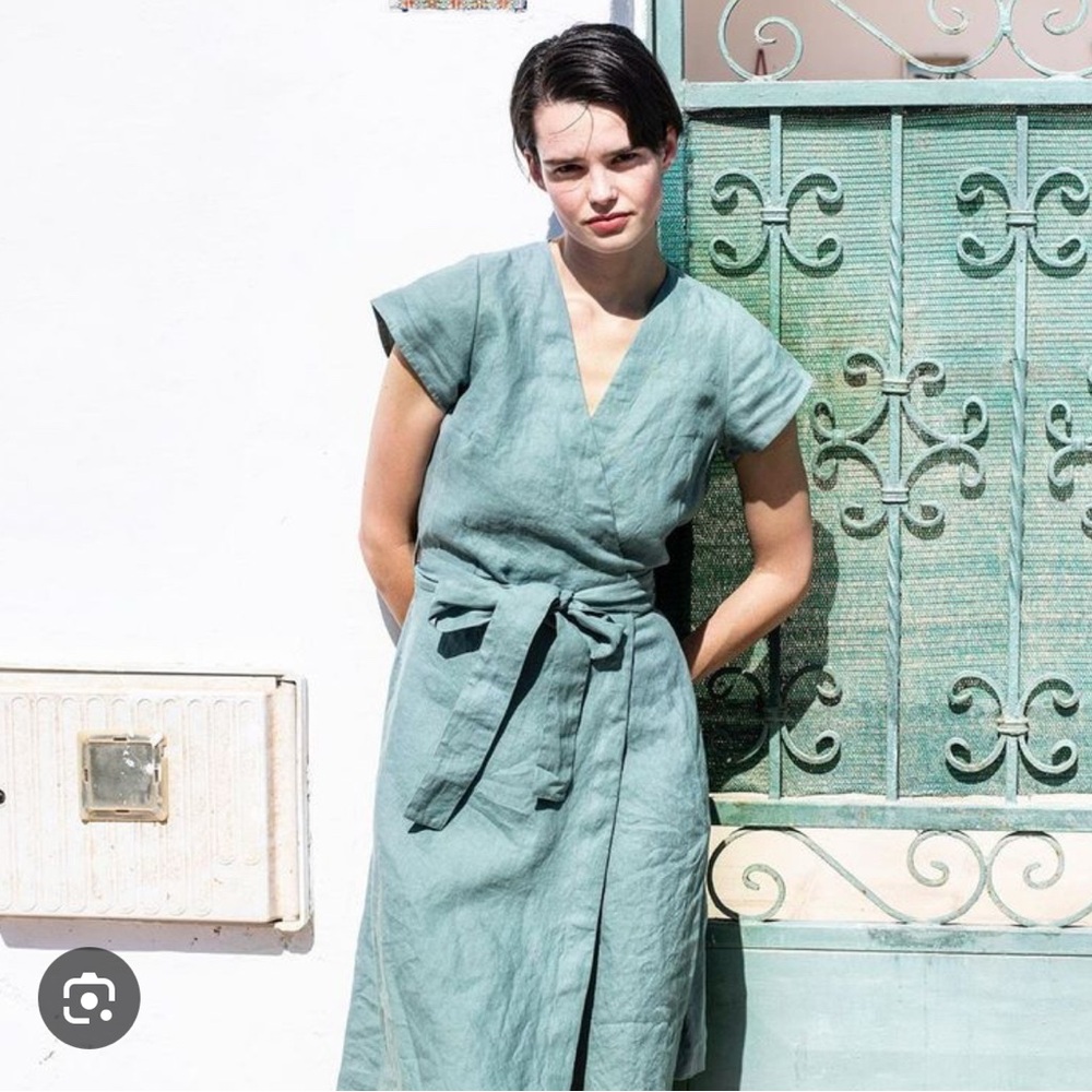 Not Perfect Linen Wrap Dress